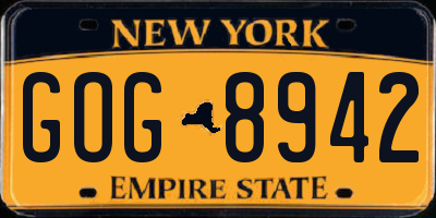 NY license plate GOG8942