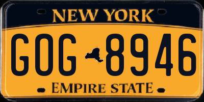 NY license plate GOG8946