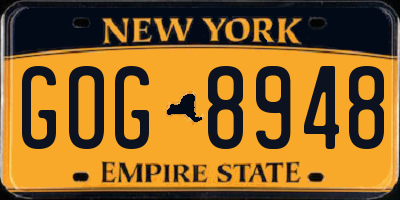 NY license plate GOG8948
