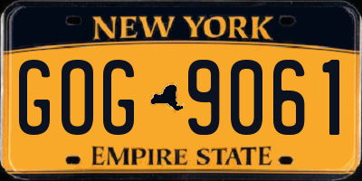NY license plate GOG9061