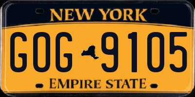NY license plate GOG9105