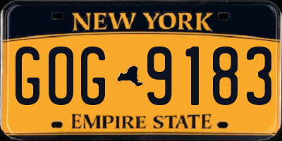 NY license plate GOG9183