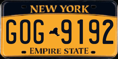 NY license plate GOG9192