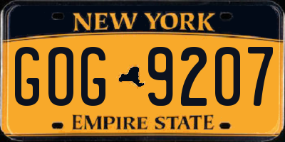 NY license plate GOG9207