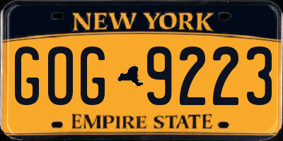 NY license plate GOG9223