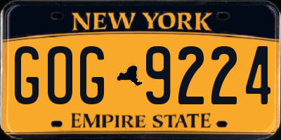 NY license plate GOG9224