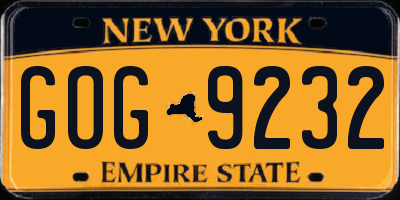 NY license plate GOG9232