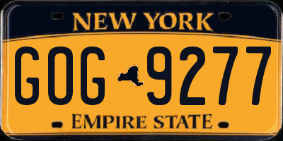 NY license plate GOG9277