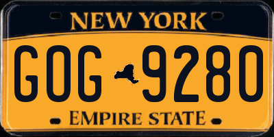 NY license plate GOG9280
