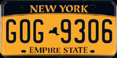 NY license plate GOG9306