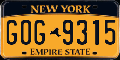 NY license plate GOG9315