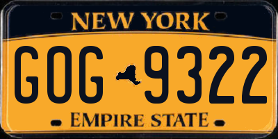 NY license plate GOG9322