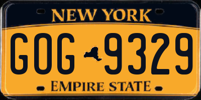 NY license plate GOG9329