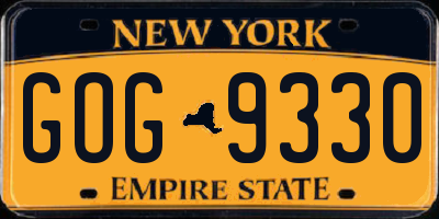NY license plate GOG9330