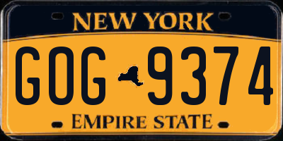 NY license plate GOG9374