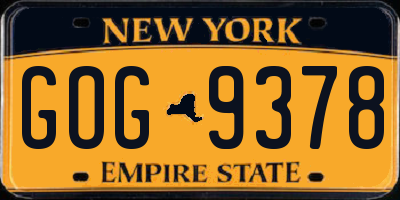 NY license plate GOG9378