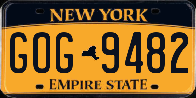 NY license plate GOG9482
