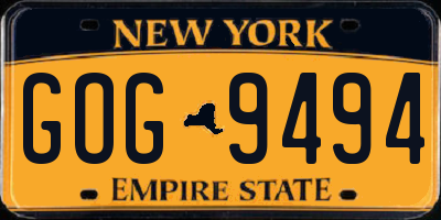 NY license plate GOG9494
