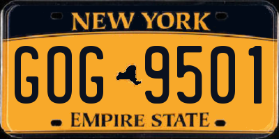NY license plate GOG9501