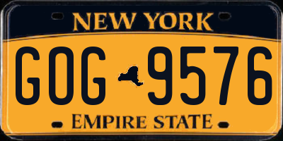 NY license plate GOG9576