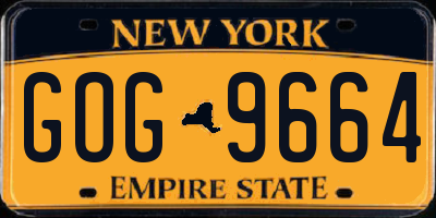 NY license plate GOG9664