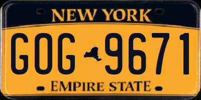 NY license plate GOG9671