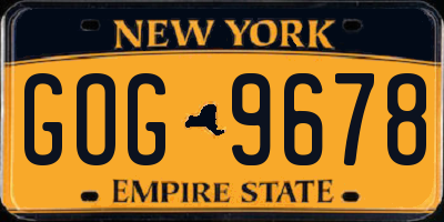 NY license plate GOG9678