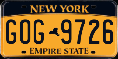 NY license plate GOG9726