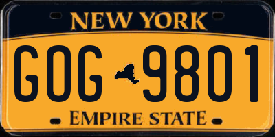NY license plate GOG9801