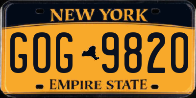 NY license plate GOG9820