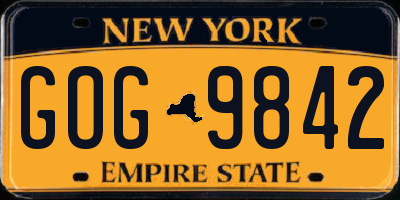 NY license plate GOG9842