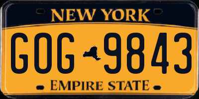 NY license plate GOG9843