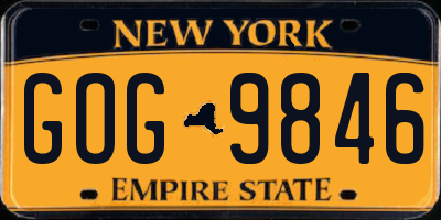 NY license plate GOG9846