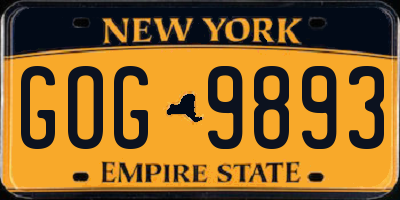 NY license plate GOG9893