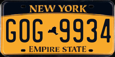 NY license plate GOG9934