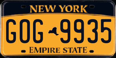 NY license plate GOG9935