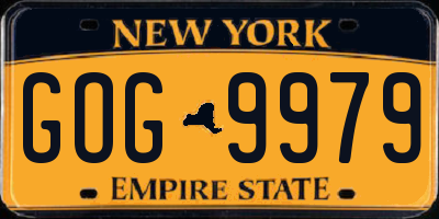 NY license plate GOG9979
