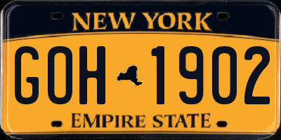 NY license plate GOH1902