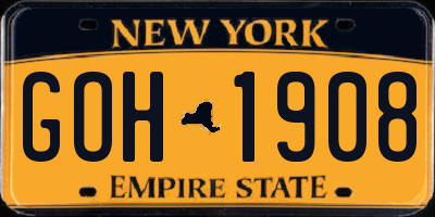 NY license plate GOH1908