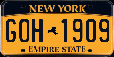 NY license plate GOH1909