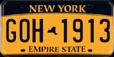 NY license plate GOH1913