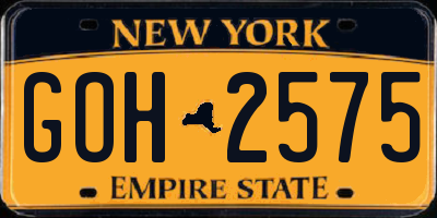 NY license plate GOH2575