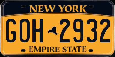 NY license plate GOH2932