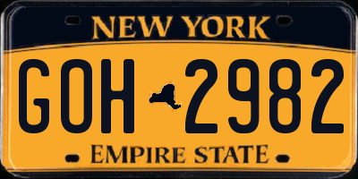 NY license plate GOH2982