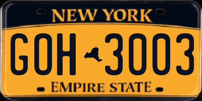 NY license plate GOH3003