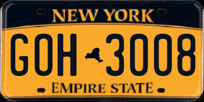 NY license plate GOH3008