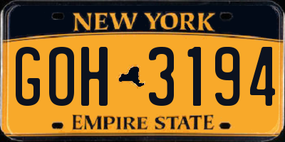 NY license plate GOH3194