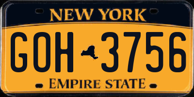 NY license plate GOH3756