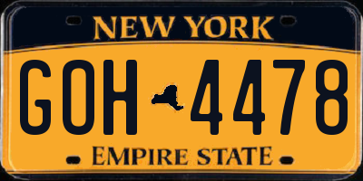 NY license plate GOH4478