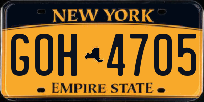 NY license plate GOH4705